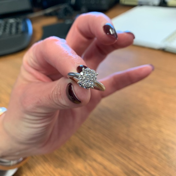 14K Engagement Diamond Cluster Ring - Picture 3 of 5